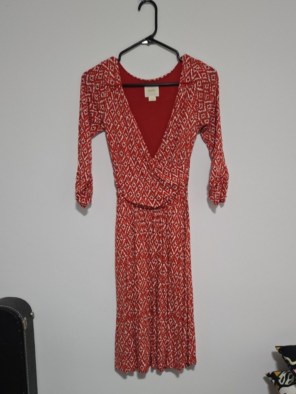 XS Maeve Orange Patterned Wrap Dress